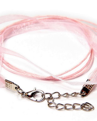 Snur din organza si ata cerata, 425x10 mm, roz