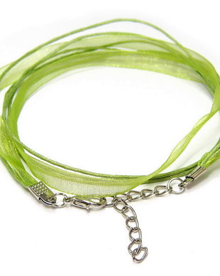 Snur din organza si ata cerata, 425x10 mm, verde
