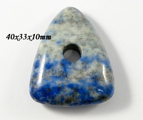 5862 - Pandantiv, lapis lazuli, albastru bleu alb, triunghi