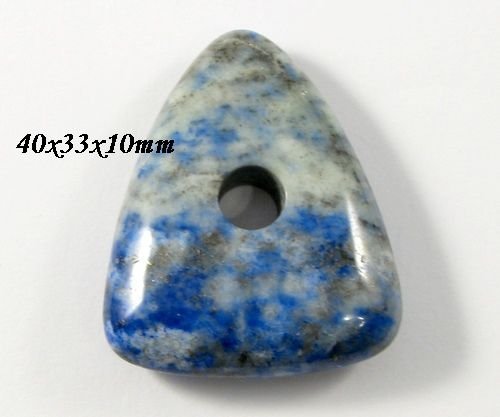 5863 - Pandantiv, lapis lazuli, albastru bleu alb, triunghi