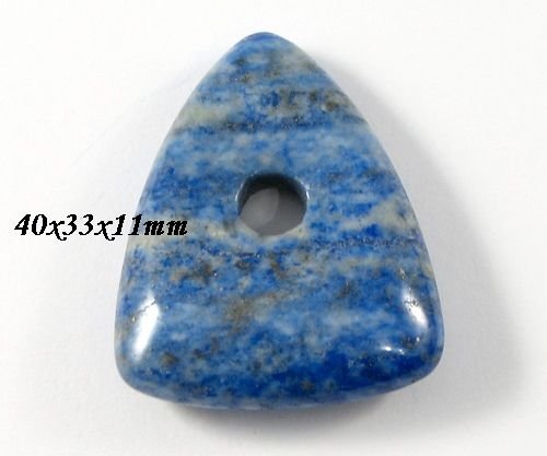 5864 - Pandantiv, lapis lazuli, albastru bleu alb, triunghi