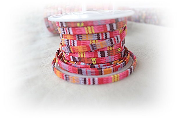 Snur plat ,bumbac model tribal 5x2mm  (50cm) (RTS0 09)