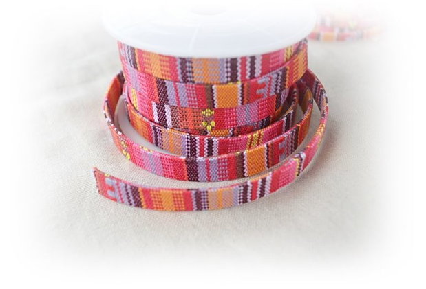 Snur plat ,bumbac model tribal 10x2mm  (50cm) (RTS0 08)