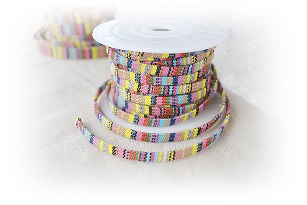 Snur plat ,bumbac model tribal 5x2mm (50cm) (RTS0 11)