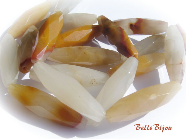 Agate fatetate tuburi lungi aprox 9x35 mm