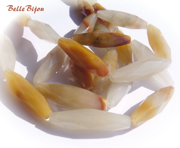 Agate fatetate tuburi lungi aprox 9x35 mm