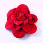 5646 - (1buc) Flori de aplicat, imitatie piele, catifelate, ac de brosa si agrafa, 65mm