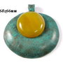 5936 - Pandantive, bronz, patina de oxidare / verdigris, cabochon agata