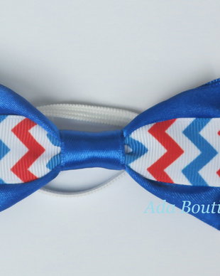 Mini papion cu zig-zag albastru