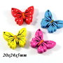4117 - (4buc) MIX Margele din lemn, fluturi multicolori, 20x25x5mm