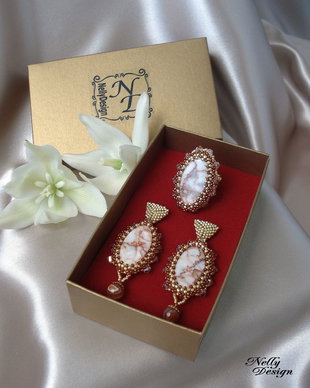 "MARBLE PETALS" - Set cercei si inel