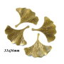 5960 - (4buc) Charms, aliaj bronz, frunza ginkgo biloba