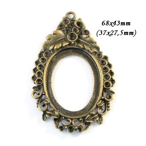 5964 - Pandantiv, baza cabochon, aliaj bronz, oval