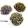 5986 - (3buc) Cabochon, floare / garoafa, rasina, mov, ciocolatiu, gri cenusiu, auriu antichizat