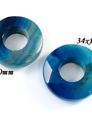 5989 - (2buc) Pandantive, agata fatetata, albastru cerneala, donut