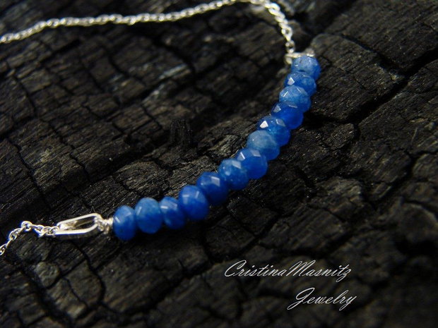 Bratara din lantisor de argint 925 extrem de fin si agate albastre