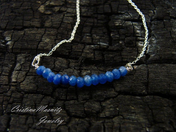Bratara din lantisor de argint 925 extrem de fin si agate albastre