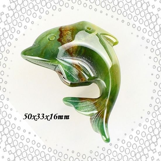 5029 - Pandantiv, agata indiana, delfin, 3D