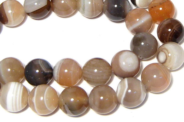 Agate naturale de Botswana, 12 mm