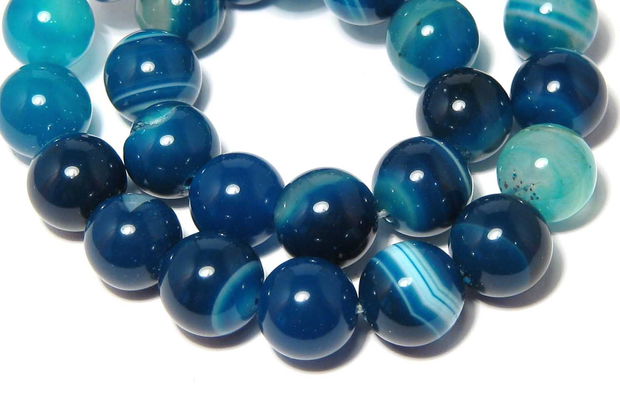 Agate naturale, 12 mm, DeepSkyBlue