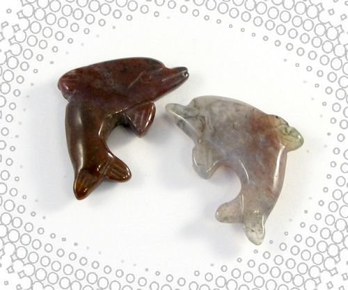 6010 - (2buc) Pandantive / charms, agata indiana, delfin, 3D