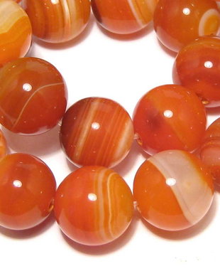 Agate naturale, 14 mm, OrangeRed