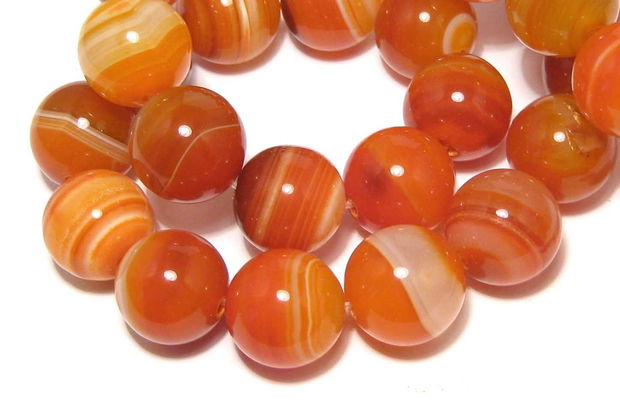 Agate naturale, 14 mm, OrangeRed