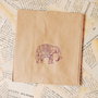 Set 10 buc pungute hartie natur cu stampila  elefant  colorat - plic cu burduf lateral
