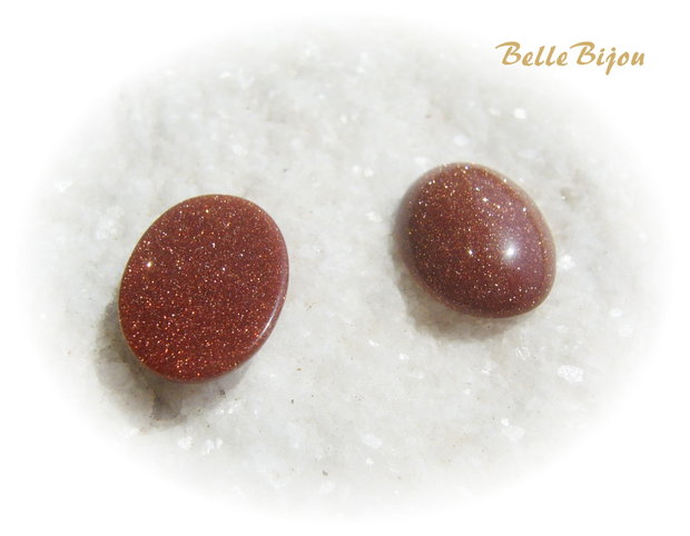 Cabochon oval din brown goldstone aprox 4.5x11.5x15 mm