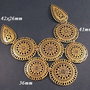 6025 - Baza colier, pandantive, charms, aliaj auriu antichizat, disc, picatura, 8 elemente