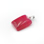 Mini pandant agata de botswana  rectangulara nuante cherry ruby cu agatatoare argintie