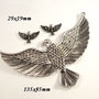 6021 - SET Pandantiv, charms, vultur, aliaj metalic argintiu antichizat, stil egiptean