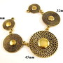 6033 - Pandantiv / baza colier, aliaj auriu antichizat, discuri, 5 segmente tip link / conector