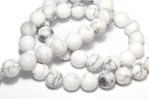 Howlite natural, alb, 8 mm