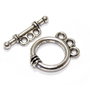 Inchizatoare toggle, argintiu antichizat, 18x14x3.5mm