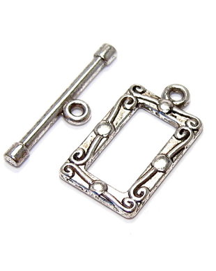 Inchizatoare toggle, argintiu antichizat, 20x11.5 mm