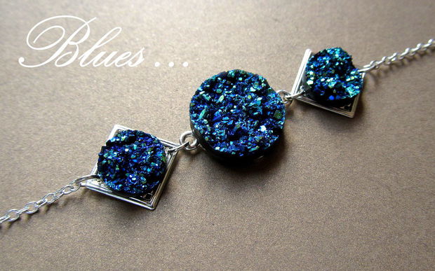 Bratara argintata druzy BLUES