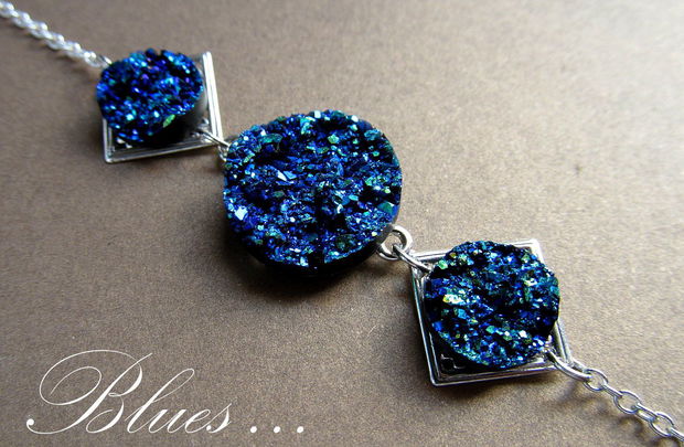 Bratara argintata druzy BLUES