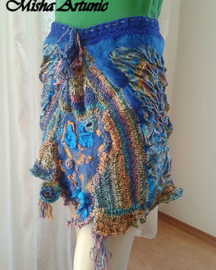 vandut Fusta Mini Boho Chic impaslita si crosetata