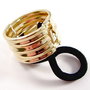 6054 - Baza accesoriu de strans parul, inel cu balama, aliaj auriu, snur elastic negru