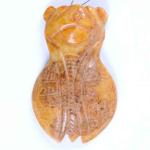 6060 - Pandantiv, cicada, insecte, jad cu patina de invechire, 67x42x13mm