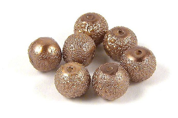 Perle creponate, 6 mm, maro