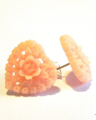 00554 - Cercei inimioare cu flori, nude