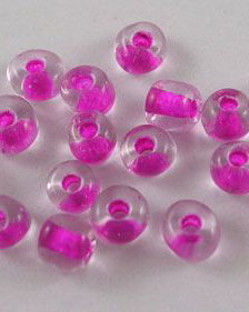 LMN413 - margele nisip transparente cu miez fucsia 4 mm
