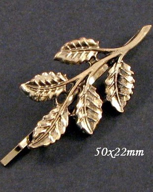 4448 - (2buc) Agrafa frunza bronz / alama