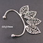 6077 - (1buc) Baza cercel catusa, ear cuff, frunze, argintiu
