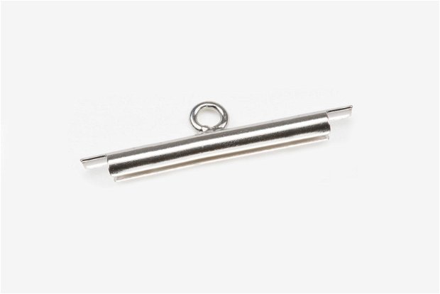 Miyuki slide tube, 20 mm, argintiu