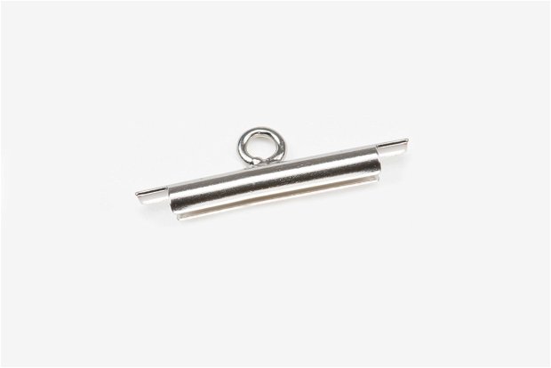 Miyuki slide tube, 15 mm, argintiu