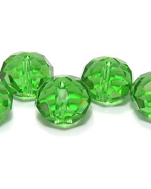 Cristale din sticla, rondelle, 14x10 mm, verzi