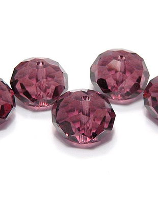 Cristale din sticla, rondelle, 14x10 mm, purpurii
